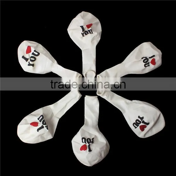 Latex Balloon Party Decorations Round White Alphabet "I Love You" Pattern photo-2