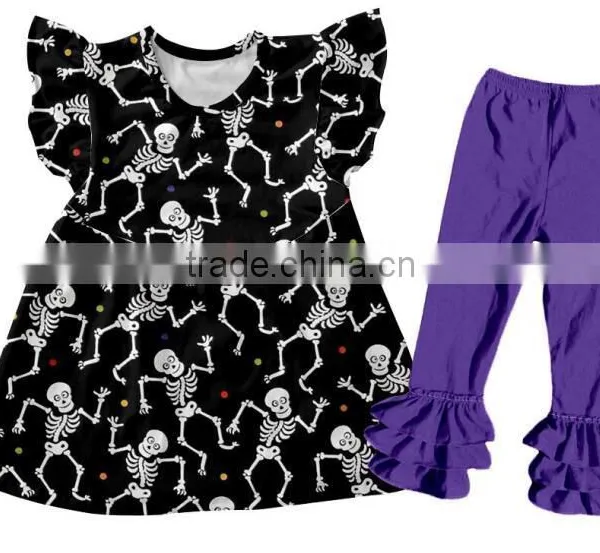 Halloween Pattern Toddlers Girls Clothing Wholesale Girls Printing Boutique Outfits Kids Clothing Design Baby Clothing China photo-2