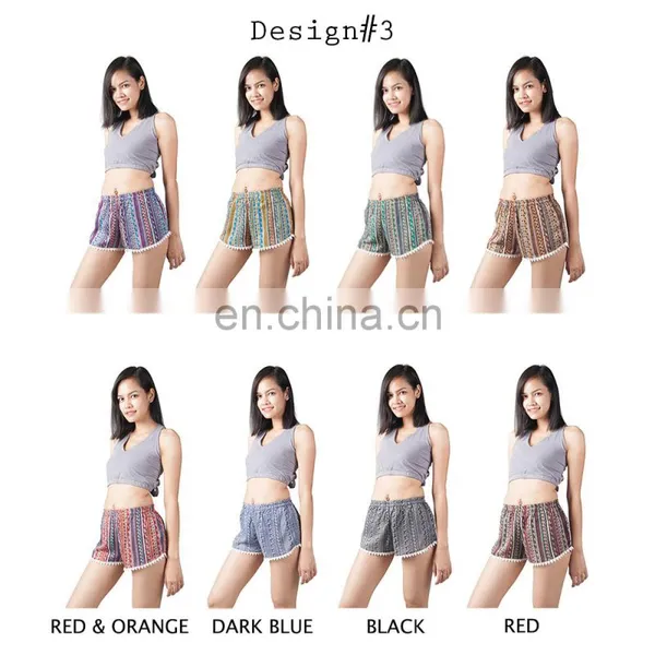 Lofbaz Women's Printed Lace Summer Beach Pom Pom Sexy Festival Hot Shorts photo-4