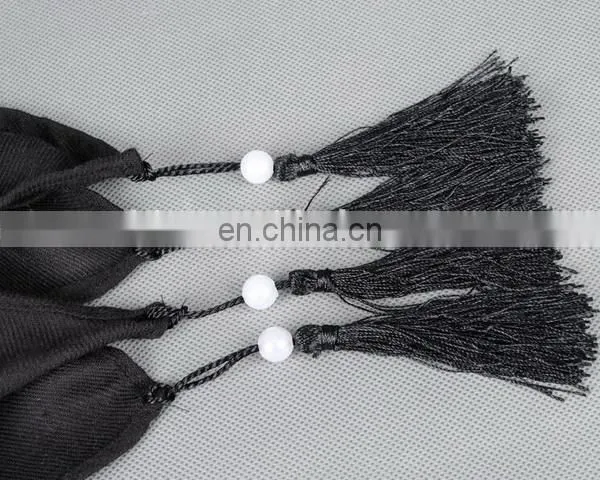 Ethnic Style Textile Fabric Tassels Scarves Black Printed Oversize Women Fashion Scarves Cape photo-2
