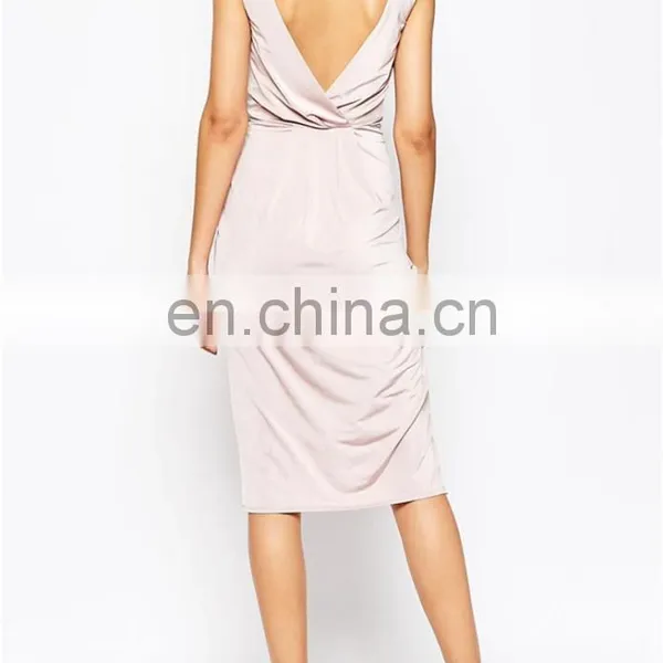 Latest Women Clothing Low V-back Sleeveless Bodycon Dress With Embellished Waist photo-2