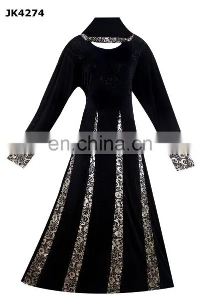 Black Colour Lycra Burkha With Printed Satin & Black Stone Work / Latest Printed Burkha Collection 2016 photo-2
