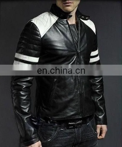 100% Genuine Lambskin Mens Leather Blazer Biker Bomber Jacket