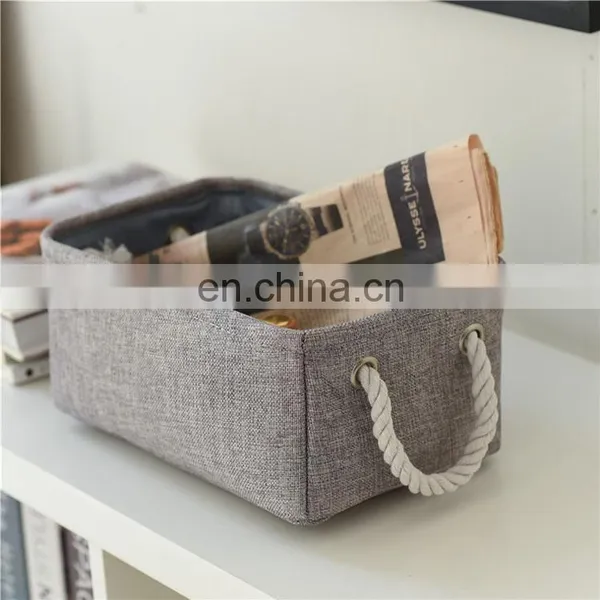 2020 Best Selling Gray Cotton Hemp Children's Toys Folding Cloth Foldable Portable Storage Box photo-5