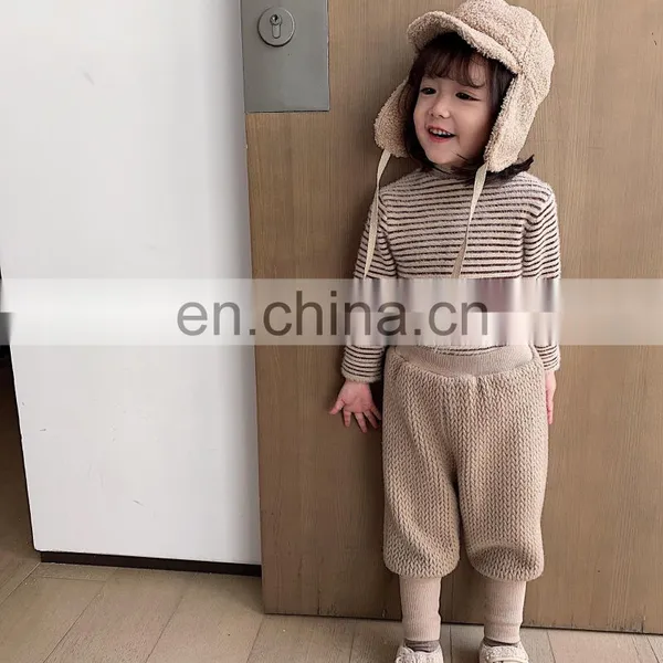 4097/2020 Newest High Quality Mink Cashmere All-match Girl Stripe Top Winter Fashion Warm Kids Clothes photo-4