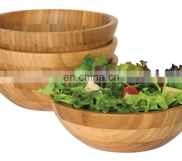 Practical Bamboo Wooden Salad Bowl With Wooden Spoon and Fork Set photo-3