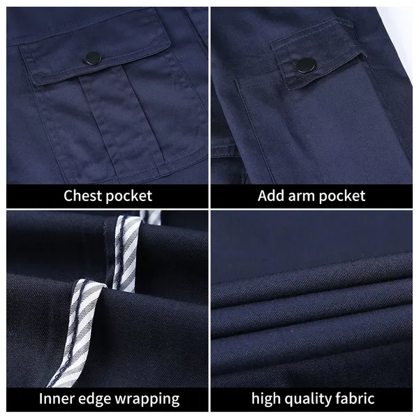 Summer Short Sleeved Work Clothes Set for Male and Female Workers, Workshop Labor Protection Clothing, Sweat Absorbing and Breathable Half Sleeved Work Clothes Wholesale photo-5