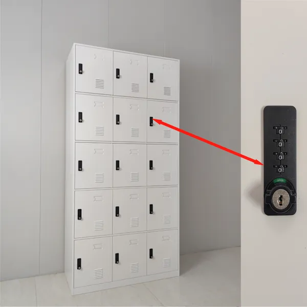 White 15 Doors Steel Gym Locker Customized Office School Metal Cabinet With Combination Lock photo-3