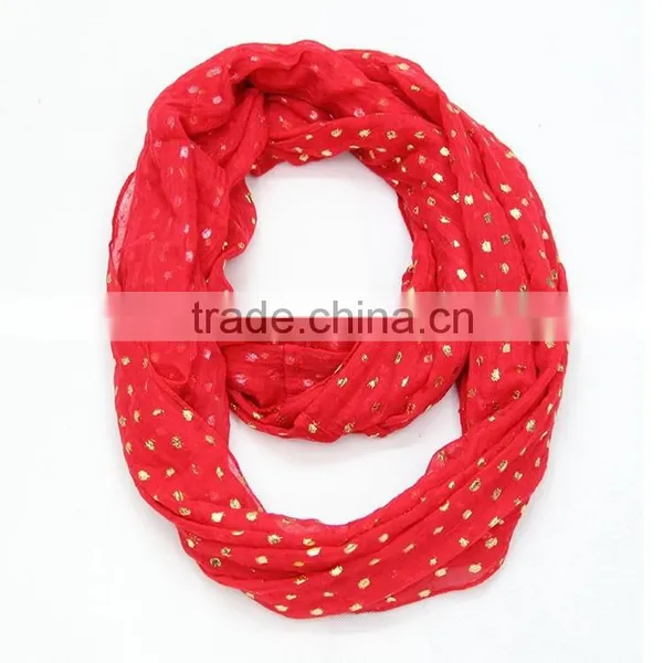 Fashion Women Hijab Shawl Polka Dot Gold Stamping Polyeter Viscose Scarf photo-4