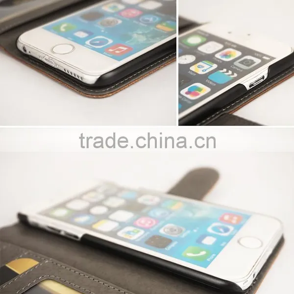 High Quality Genuine Leather Mobile Phone Flip Cover Case for IPhone 6 photo-5