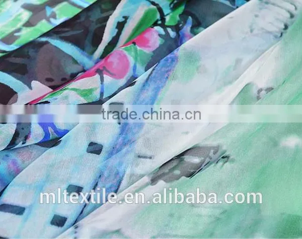 Indian Printed Silk Chiffon Fabric Textile photo-4