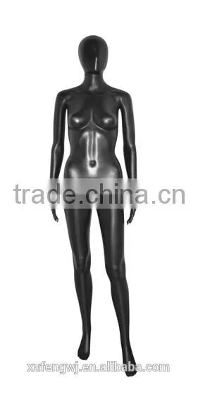Black Abstract Head Standing Slim Plastic Ghost Mannequins Rotatable Nude Manikin for Clothing Shop photo-2
