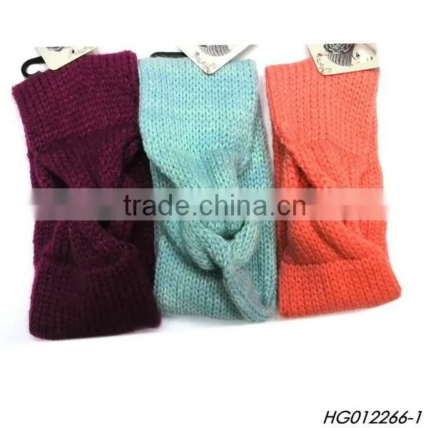 Wholesale Lady's Streak Handmade Hair Band Orange Woolen Yarn Headbands photo-2