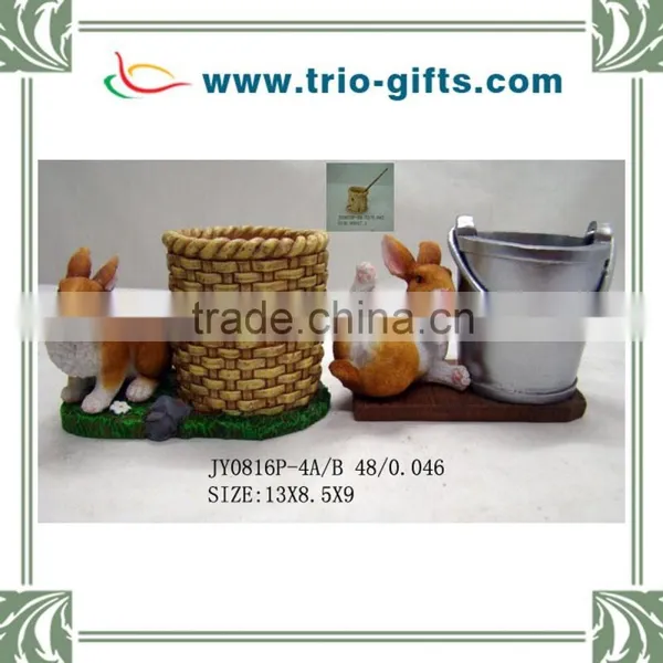 New Design Wholesale Pen Holder With Resin Rabbit Decorative photo-2