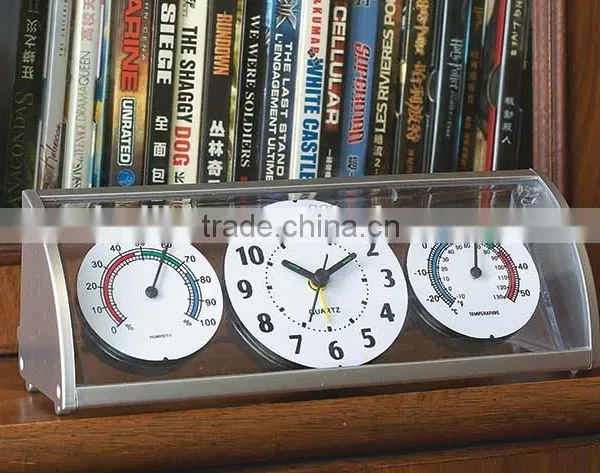 Customized Plastic Temperature and Humidity Meter Table Clock for Promotional Gifts photo-3