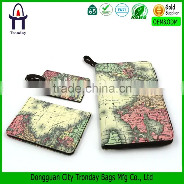 Wholesale World Map Printing Wallet , Travel Wallet Sets With PU Material