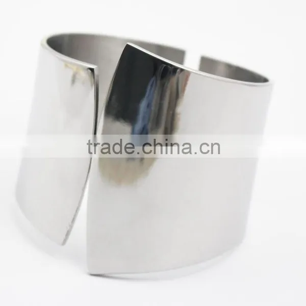 Punk Silver High Polished Cuff Bangle Jewelry Bracelet photo-4