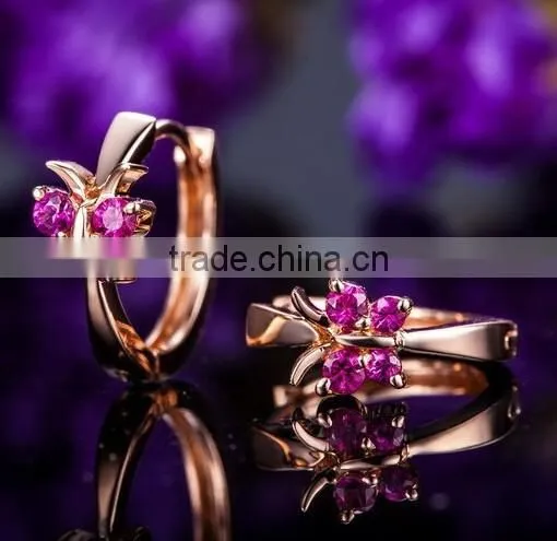 Elegant 925 Sterling Silver Hoop Earring ,Rose Gold Butterfly Ruby Stone Earrings photo-2