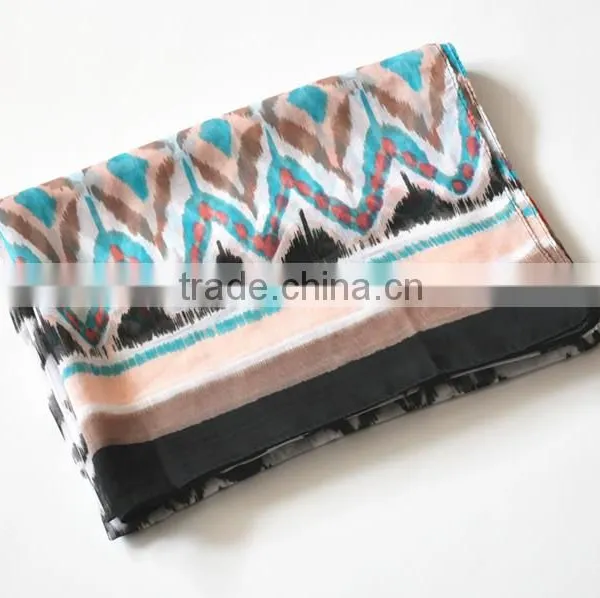 Best Selling Printing Design Sheer Style Polyester Chiffon Transparent Sarong photo-2