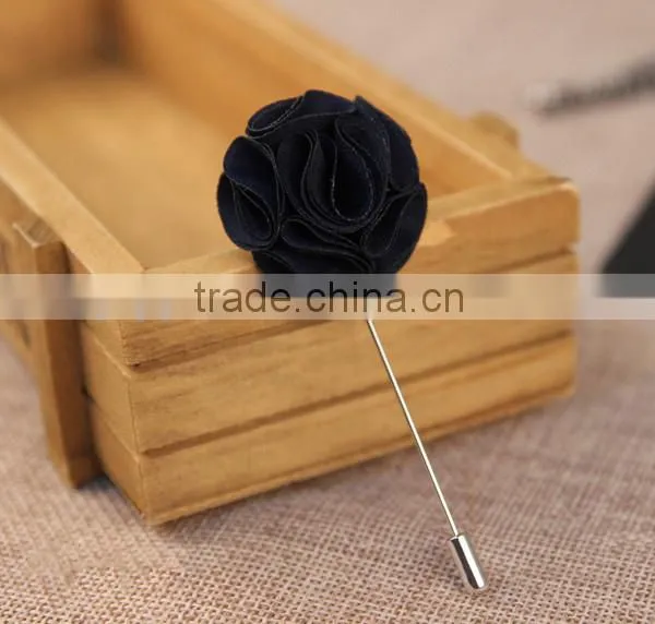 Handmade Fabric Lapel Flower Brooch Boutonniere Tuxedo Stick photo-3