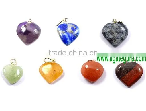 7 Chakra Heart Pendants : Heart Cabochon Chakra Pendant for Sale