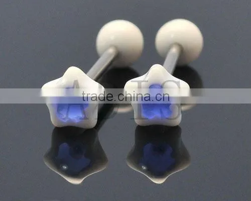 Acrylic Tongue Jewellry Piercing With Star and Ball