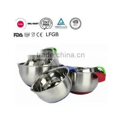 2016 New Stainless Steel Mixing Bowl Set With 3 Grater Lid Supplier's Choice photo-2