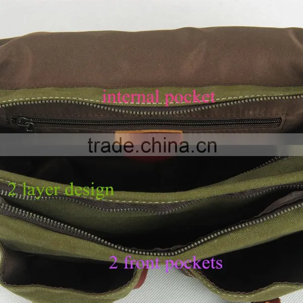 Stylish Midium Canvas Leather Field Shoulder Bag Military Explorer Messenger Field Bag photo-5