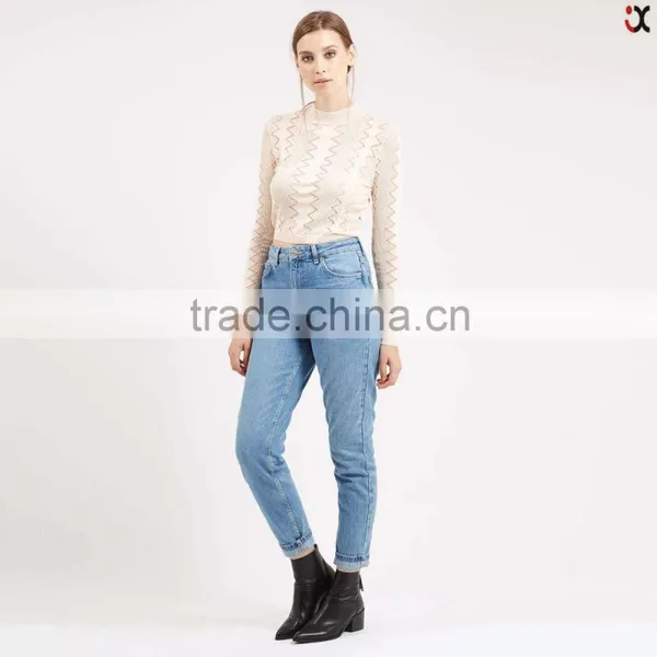 Bulk Wholesale Women Mid Blue Mom Jeans (JXA030)