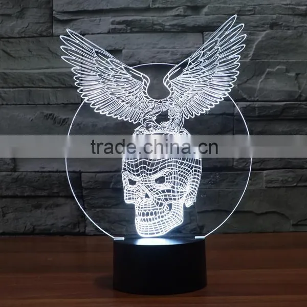 3D Optical Night Light Skull Wing 7 RGB Light Colors 10 LEDs AA Battery or DC 5V Mixed Lot photo-5