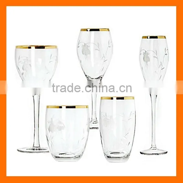 Hand Blown Wine Glass With Silver Rim.glass Cup Tumbler