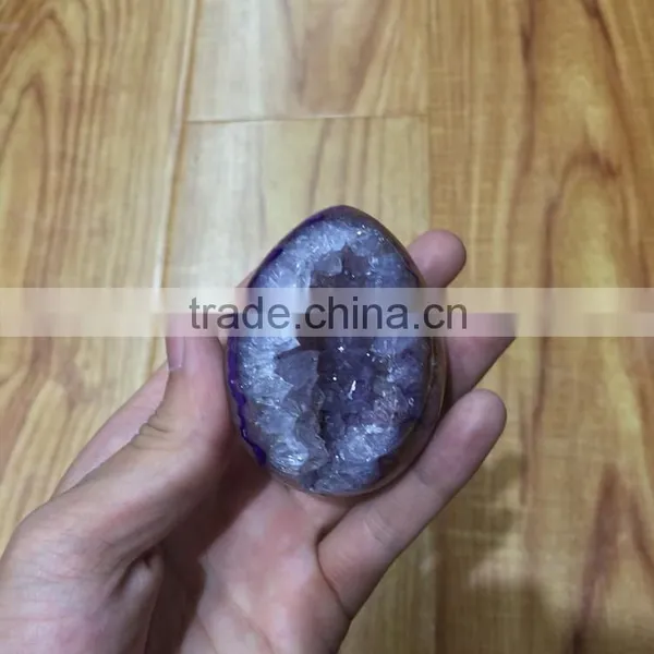 Natural Agate Smile Crystal Geode Egg Ornaments For Sale photo-6
