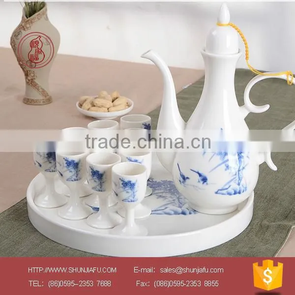 Chinese Traditional Style White Ceramic Wine Container Restaurant Decor photo-4