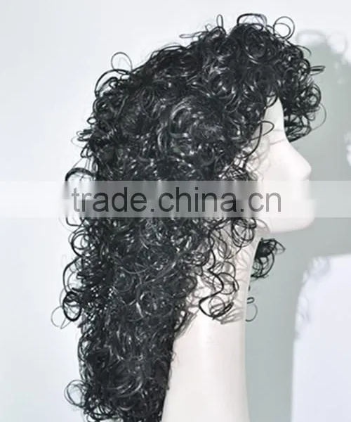 Long Black Crazy Afro Curls Wigs Football Fans Wig N344 photo-2