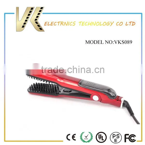 New Private Label Electric Steam Hair Brushes Tourmaline Ceramic Fast Hair Straightening Brush photo-4