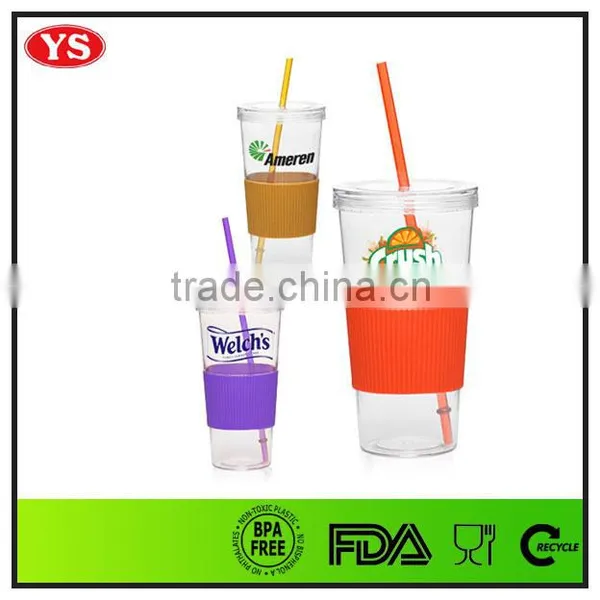 24oz Single Wall Acrylic Beverage Tumbler With Straw photo-4