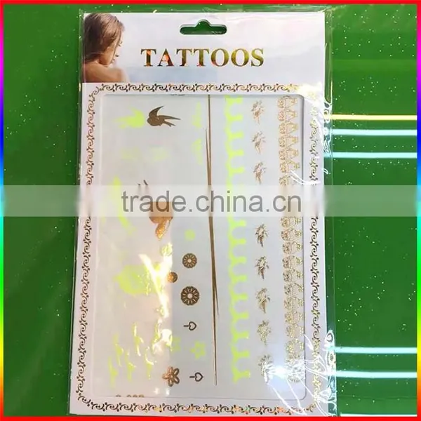 Flash Gold Silver Blue Metallic Foil Temporary Tattoos, Jewelry, Traditional Glowing Tattoo photo-2
