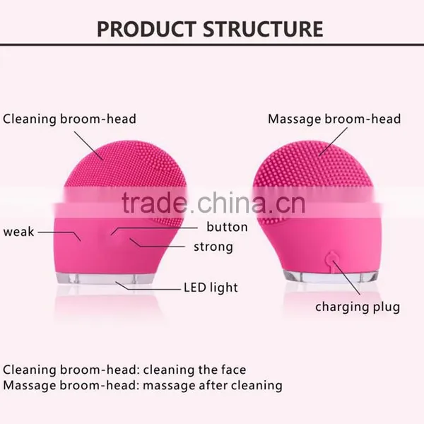 2016 New USB Rechargeable Sonic Facial Vibrasonic Cleansing Brush CE/RoHS photo-5