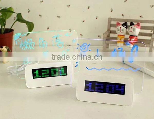 Led Alarm Clock With Usb Fluoresent Pen Clock With Leaving Message photo-6