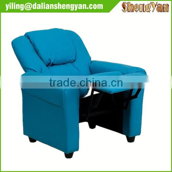 Contemporary Light Blue Kids Recliner With Cup Holder and Headrest photo-5