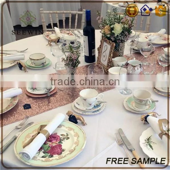 High Quality Luxrious Chevron Golden Sequin Table Runner photo-2