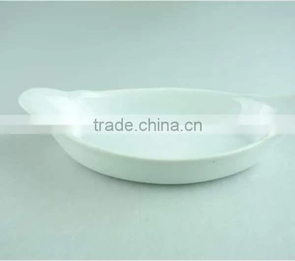 Stocklot Cheap Handle Ceramic White Ceramic Oval Bakeware photo-2
