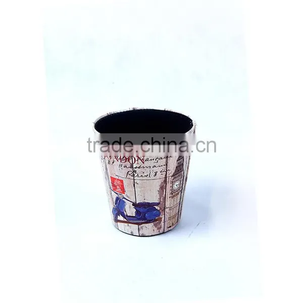 London Print Waste Bin Faux Leather Open Top Standing Trash Can photo-3