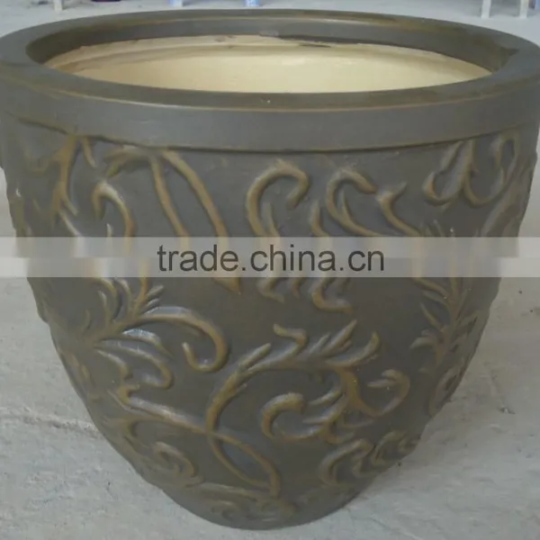Indoor Wash Vase - Indoor Pottery With Round Rim and Pattern Outside photo-2