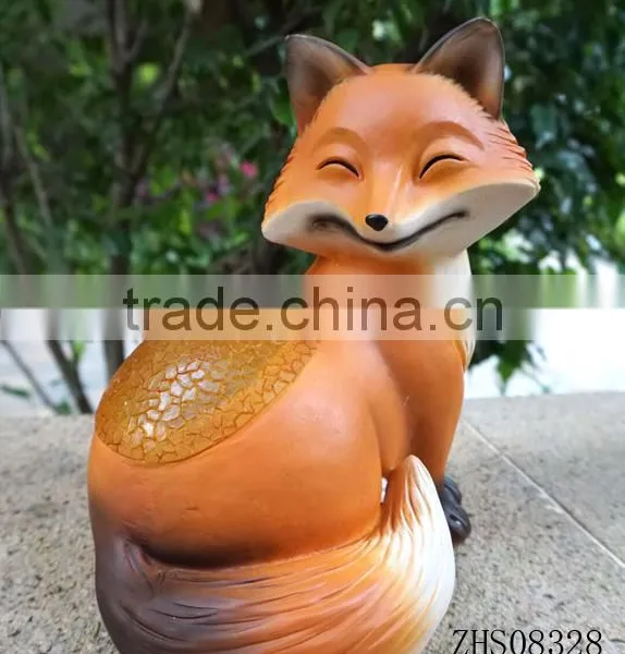 Polyresin Fox With LED Light Figurine for Garden Decoration