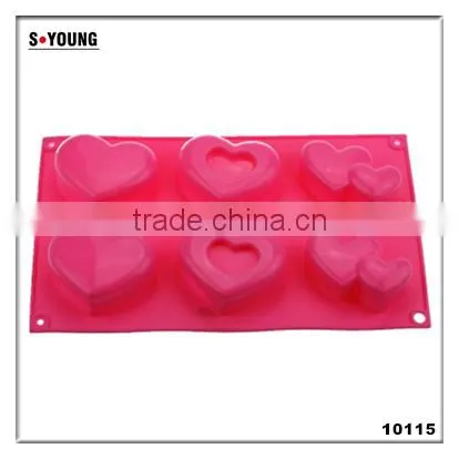 10115 6 Pcs Hearts Shape Silicone Cake Mold photo-3