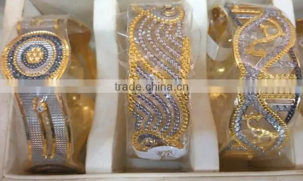 Single Broad Enamel Work Gold Plated BRACELET BANGLE photo-2