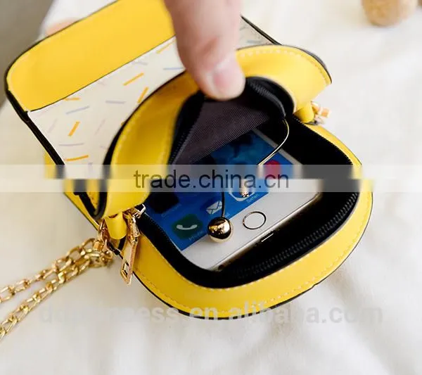 Bag 2017 Girls Shoulder Long Strip Bag Yellow Ice Cream Designer Bag photo-6