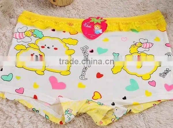 High Quantity 4 Color Girls Bamboo Cartoon Boxer Underwear photo-3