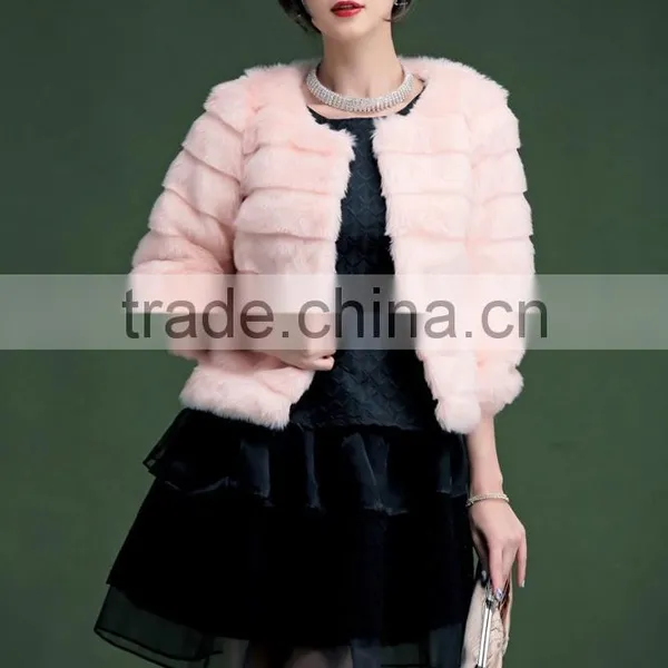 Ladies Keep Warm Winter and Autumn Short Thicken Woman Rabbit Fur Coat Lady Faux Fur Pure Collar Jackets photo-3